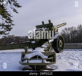 Inverno, Memoriale sovietico, via del 17 giugno, Berlino-Tiergarten, Berlino, Germania Foto Stock