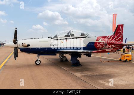 Pilatus PC-21 addestratore avanzato turboelica da QinetiQ (Empire test Pilots School) presso la RAF Fairford. Regno Unito - 13 luglio 2018 Foto Stock