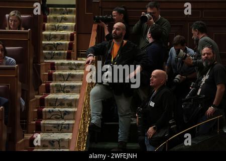 Madrid Spagna; 01/30/2024.- il Congresso dei deputati spagnoli vota contro la legge di amnistia per i politici catalani, il partito catalano Juns per Catalunya ha votato contro. Avranno a disposizione da 15 giorni a un mese in più per discutere gli emendamenti già registrati, prima di ritornare in Plenaria per la votazione finale. Foto: Juan Carlos Rojas Foto Stock