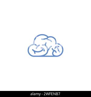 Vettore modello logo stile contorno piatto cervello cloud. Illustrazione vettoriale Illustrazione Vettoriale