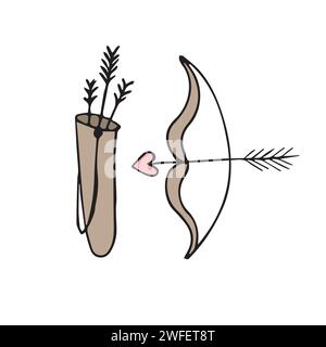 Arco colorato e frecce isolate su sfondo bianco disegnate a mano dal vettore Illustrazione Vettoriale