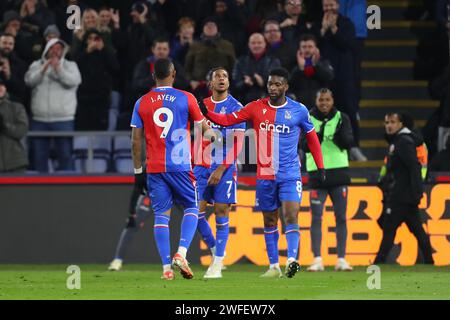 Selhurst Park, Selhurst, Londra, Regno Unito. 30 gennaio 2024. Premier League Football, Crystal Palace contro Sheffield United; Michael Olise del Crystal Palace festeggia il suo gol al 67° minuto per 3-2. Credito: Action Plus Sports/Alamy Live News Foto Stock