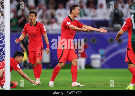 Al Rayyan, Qatar. 30 gennaio 2024. Jung Seung-Hyun (KOR) calcio/calcio : Coppa d'Asia AFC Qatar 2023 turno di 16 partita tra Arabia Saudita 1(2-4)1 Corea del Sud all'Education City Stadium di al Rayyan, Qatar . Crediti: Naoki Morita/AFLO SPORT/Alamy Live News Foto Stock