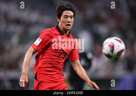 Al Rayyan, Qatar. 30 gennaio 2024. Seol Young-Woo (KOR) calcio/calcio: AFC Asian Cup Qatar 2023 Round of 16 partita tra Arabia Saudita 1(2-4)1 Corea del Sud allo Education City Stadium di al Rayyan, Qatar . Crediti: Naoki Morita/AFLO SPORT/Alamy Live News Foto Stock