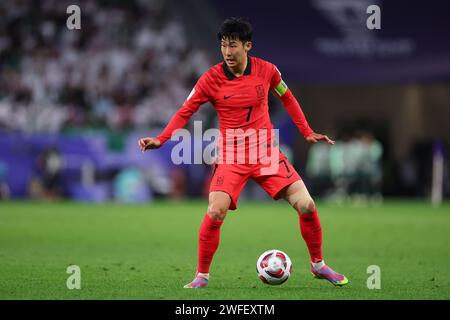 Al Rayyan, Qatar. 30 gennaio 2024. Son Heung-min (KOR) calcio/calcio: AFC Asian Cup Qatar 2023 turno di 16 partita tra Arabia Saudita 1(2-4)1 Corea del Sud allo Education City Stadium di al Rayyan, Qatar . Crediti: Naoki Morita/AFLO SPORT/Alamy Live News Foto Stock