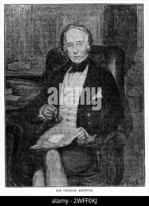 Ritratto di Sir George Arthur, i baronetto KCH (1784–1854) Luogotenente Governatore dell'Honduras britannico dal 1814 al 1822 e della Terra di Van Diemen (attuale Tasmania) dal 1823 al 1836. La campagna contro i tasmaniani aborigeni, nota come Guerra Nera, avvenne durante questo mandato. Pubblicato intorno al 1880 Foto Stock