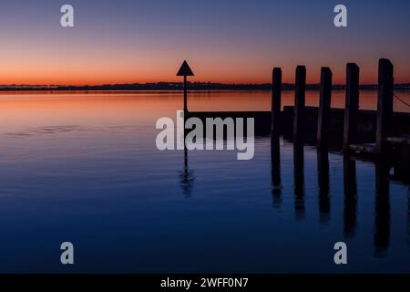 Tramonto a Mudeford Quay Foto Stock