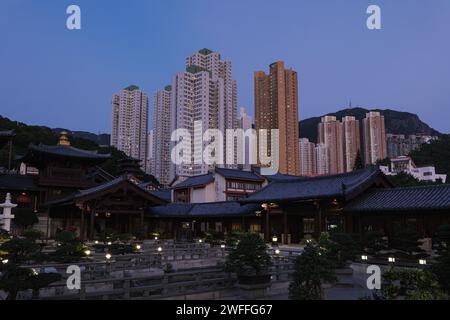 Hong Kong 11.5.2023 chi Lin Nunnery è un grande complesso di templi buddisti situato a Diamond Hill, Kowloon, Hong Kong Foto Stock