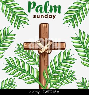 illustrazione della domenica delle palme in stile vettoriale disegnato a mano Illustrazione Vettoriale