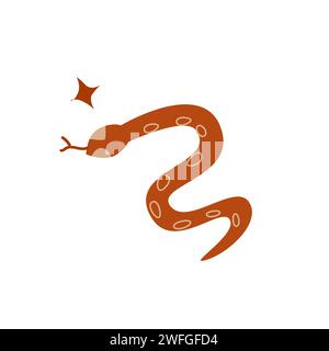 Serpente disegnato a mano - elemento boho con stella. Illustrazione vettoriale isolata. Può essere utilizzato per decorazioni, carte di credito, carta da parati. Illustrazione Vettoriale