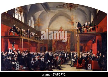 The Trial of Queen Caroline, 1820, dipinto ad olio su tela di Sir George Hayter, 1820-1823 Foto Stock