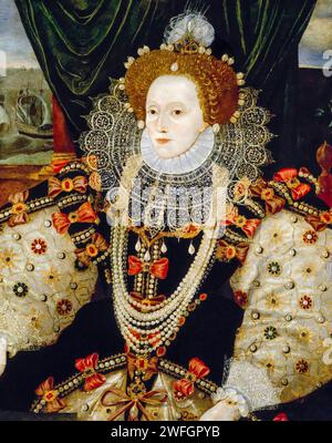 Elisabetta i d'Inghilterra (1533-1603), Regina d'Inghilterra e d'Irlanda (1558-1603), The Armada Portrait, dipinto ad olio su tavola, circa 1588 Foto Stock