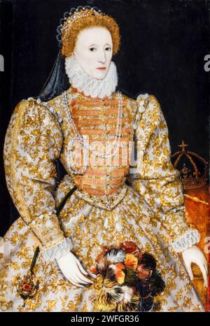 Elisabetta i d'Inghilterra (1533-1603), Regina d'Inghilterra e d'Irlanda (1558-1603), il ritratto di Darnley, dipinto ad olio su tavola, circa 1575 Foto Stock