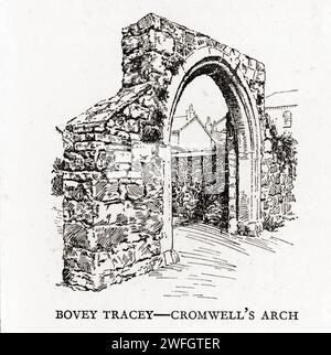 Schizzo a penna e inchiostro - Cromwell's Arch, Bovey Tracey, Devon. Illustrazione dal libro Glorious Devon, di S.P.B. Mais, pubblicato da London Great Western Railway Company, 1928 Foto Stock