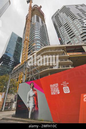 Importante cantiere nel distretto bancario con il nome del progetto Four Frankfurt, Deutsche Bank Triangle, Germania, Assia, Francoforte sul meno Foto Stock