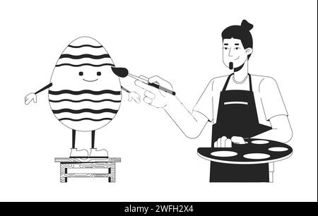 Illustrazione 2D personalizzata per la pittura delle uova di Pasqua in bianco e nero Illustrazione Vettoriale