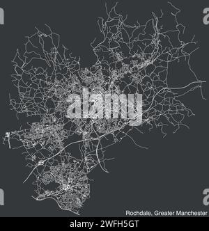 Mappa stradale del METROPOLITAN BOROUGH DI ROCHDALE, GREATER MANCHESTER Illustrazione Vettoriale