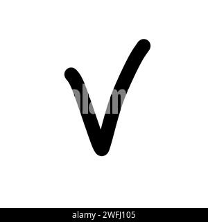 Icona del segno di spunta isolata su bianco. Controllo marcatore, elenco di controllo Foto Stock