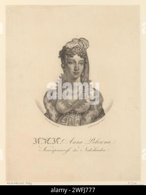 Portret van Anna Paulowna Romanowa, 1816 - 1819 stampa Ritratto di Anna Paulowna. Nel margine inferiore il suo nome e il suo titolo. Incisione su carta di Amsterdam Foto Stock