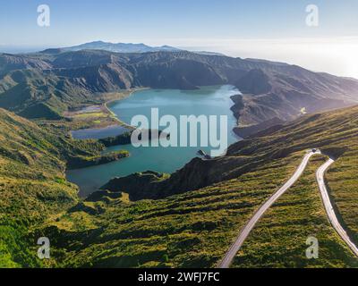 Il lago Fire o "Lagoa do Fogo" è un luogo famoso nell'isola di São Miguel nelle Azzorre, in Portogallo Foto Stock