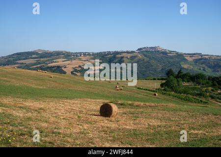 Paesaggio di campagna nei pressi di Oppido Lucano e Acerenza, in provincia di potenza, Basilicata, Italia Foto Stock