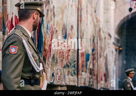 Toledo, Spagna, 19 giugno 2014: Guardiani della tradizione: Uno scorcio nel cerimoniale. Del Corpus Christi a Toledo (Castilla la Mancha) Foto Stock