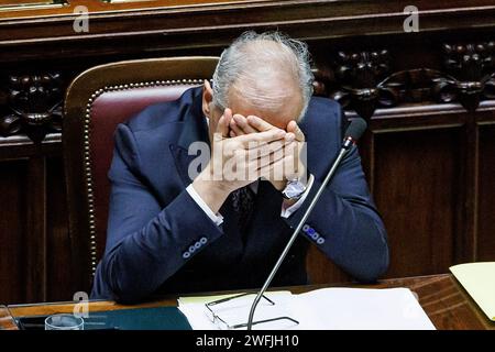 Roma, Italia. 31 gennaio 2024. Foto Roberto Monaldo/LaPresse31-01-2024 Roma politica camera dei deputati - tempo delle interrogazioni nella foto Matteo Piantedosi 31-01-2024 Rom e (Italia) politica camera dei deputati - tempo delle interrogazioni nella foto Matteo Piantedosi credito: La Presse/Alamy Live News Foto Stock