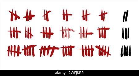 Set di icone vettoriali. Segni di conteggio delle pareti. Illustrazione Vettoriale