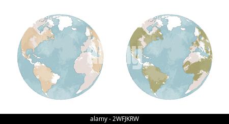 Illustrazione del globo disegnata a mano. Pianeta Terra. Concetto di cambiamento climatico. Arte del riscaldamento globale. Foto Stock