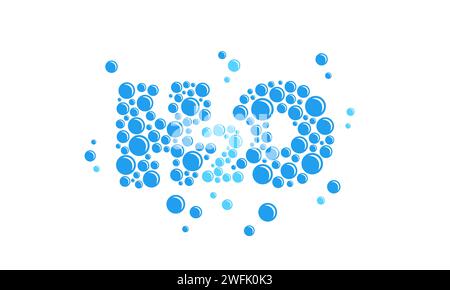 Bolle d'aria a forma di H2O. Formula chimica dell'acqua. Illustrazione vettoriale EPS10 Illustrazione Vettoriale