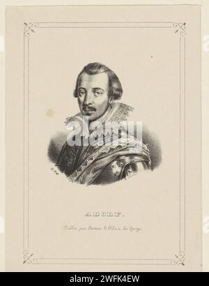 Ritratto di Adolfo, conte di Nassau-Siegen, c. 1837 - c. 1840 stampa Ritratto di Adolfo in un rettangolo ornato. Il suo nome nel margine inferiore. Il giornale dell'Aia Foto Stock