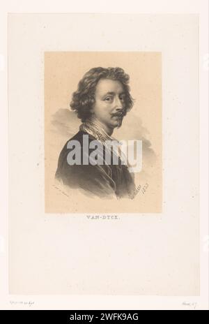 Ritratto di Anthony Van Dyck, Henri Joseph Hesse, stampa del 1823 Paris paper Historical Persons Foto Stock