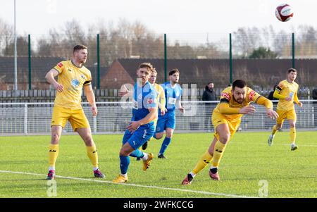 Il Basford FC ha ospitato il Warrington Rylands nella NPL Premier League 2024 Foto Stock