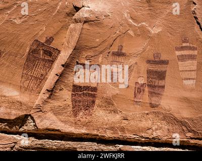 Pittogrammi della Great Gallery, Horseshoe Canyon, Canyonlands National Park, Utah. Foto Stock