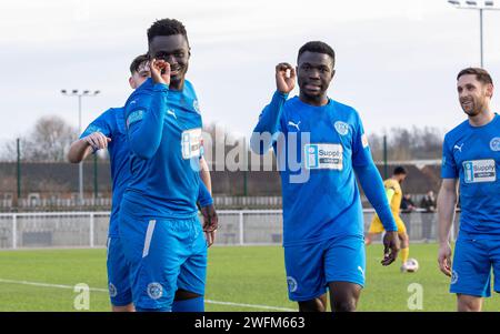 Il Basford United FC ha ospitato il Warrington Rylands nella NPL Premier League 2024 Foto Stock