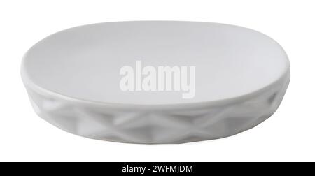 Accessorio bagno. Sapone in ceramica isolato su bianco Foto Stock