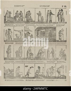 Può intrattenere varietà, / poi si trova, o lieve gioventù / nel mix di serpenti, / certamente il vostro divertimento e gioia, 1827 - 1894 stampa Leaf con 24 spettacoli di diverse figure e attività. Sotto ogni immagine un verso bidirezionale. Numerato in alto a destra: N. 138. Stampatore: Paesi Bassi Editore: Schaerbeek carta letterpress caratteri di stampa (tipi umani) Foto Stock
