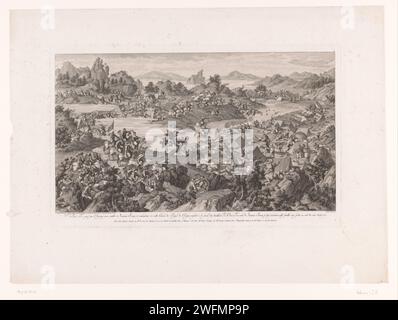 Attacco dell'esercito imperiale guidato da Pan-ti all'esercito di Dawaci, Isidore Stanislas Henri Helman, dopo Giovanni Damasceno, dopo Jacques Aliamet, 1784 tipografia: Franceafter design by: Beijingafter print by: Francepublisher: Parispublisher: Paris paper etching / incisione Battle. campo (militare) con tende. tiro con arco e freccia, tiro con l'arco ( giochi di abilità) Foto Stock