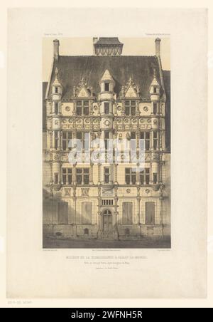 Voorgevel van Maison Jaillet in Paray-le-Monial, Victor Jean Baptiste Petit, 1857 stampa Parigi facciata in carta (di casa o edificio) Paray-le-Monial Foto Stock