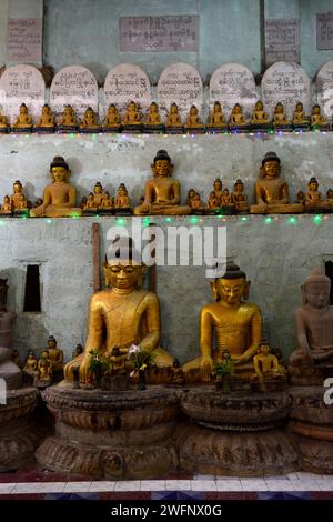 Interno del tempio Shaitthaung a Mrauk-U, stato di Rakhine, Myanmar. Foto Stock