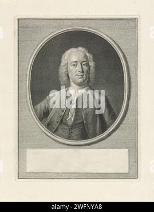 Ritratto di Philip Zweers, Jacob Houbraken, dopo Cornelis Troost, 1749 - 1751 stampa Ritratto del poeta Philip Zweers. Incisione su carta di Amsterdam Foto Stock