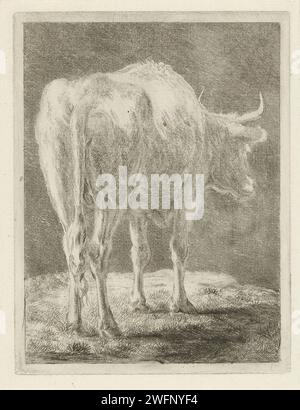 Mucca in un paesaggio, Jabes Heenck, c. 1767 - 1781 stampa Northern Netherlands paper etching muw Foto Stock