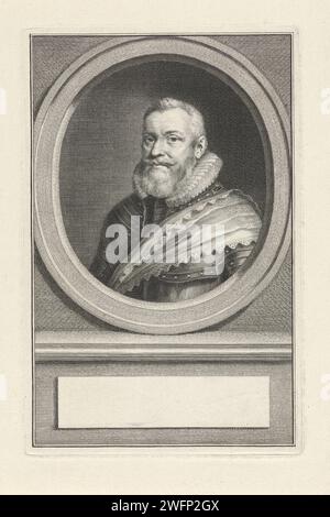 Ritratto di Willem Lodewijk, Conte van Nassau, Jacob Houbraken, dopo Aert Schouman, 1747 - 1759 stampa Amsterdam incisione su carta Foto Stock