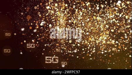 Immagine dell'elaborazione dei dati di testo da 5 g su punti luminosi Foto Stock