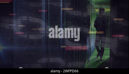 Immagine dell'elaborazione dei dati nella sala server Foto Stock