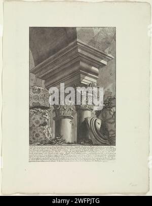 Twee Kapitelen in de Santa Constanza te Rome, Giovanni Battista Piranesi, c. 1756 - c. 1757 stampare due capitelli corinzi nella Santa Constanza, una chiesa di Roma costruita come mausoleo per la figlia di Costantino il grande. Altri resti antichi sono sul terreno accanto ad esso. Numerato in alto a destra: Tom. II XXIII. Didascalia ed elenco esplicativo delle lettere in Submarge. Roma carta incisione rovina di un edificio  architettura. Ordine corinzio  architettura. mausoleo Santa Constanza Foto Stock