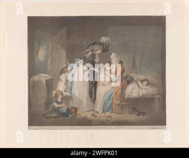 La madre visita suo figlio, William Ward, dopo George Morland, stampa del 1788 London paper Mother and daughter(s) (famiglia). riunione. bagnato-infermiera Foto Stock