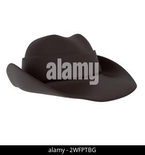 Sherif Hat isolato su sfondo bianco. Illustrazione 3d di alta qualità Foto Stock