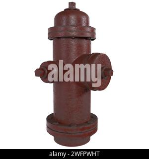 Idrante antincendio isolato su sfondo bianco. Illustrazione 3d di alta qualità Foto Stock
