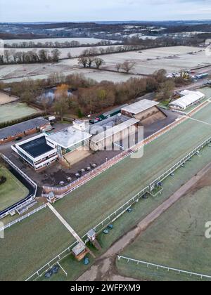 Vista aerea dell'ippodromo nazionale di caccia sugli ostacoli a Plumpton nell'East sussex Foto Stock